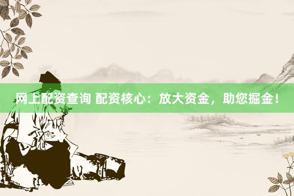 网上配资查询 配资核心：放大资金，助您掘金！